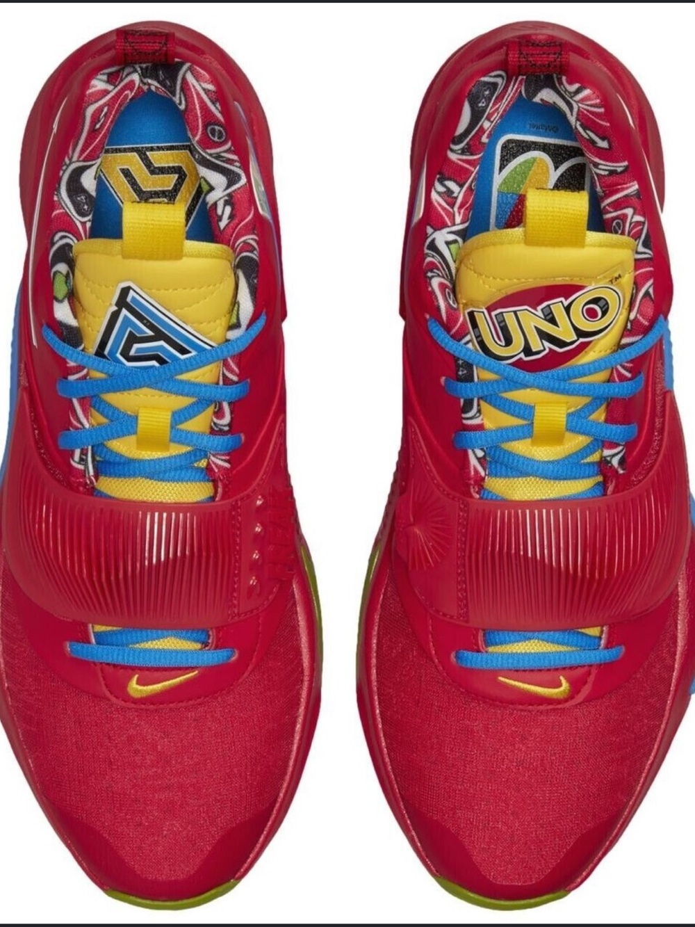 Nike zoom freak 3 Kids Red UNO 50 Anniversary Sneakers with Yellow and Blue